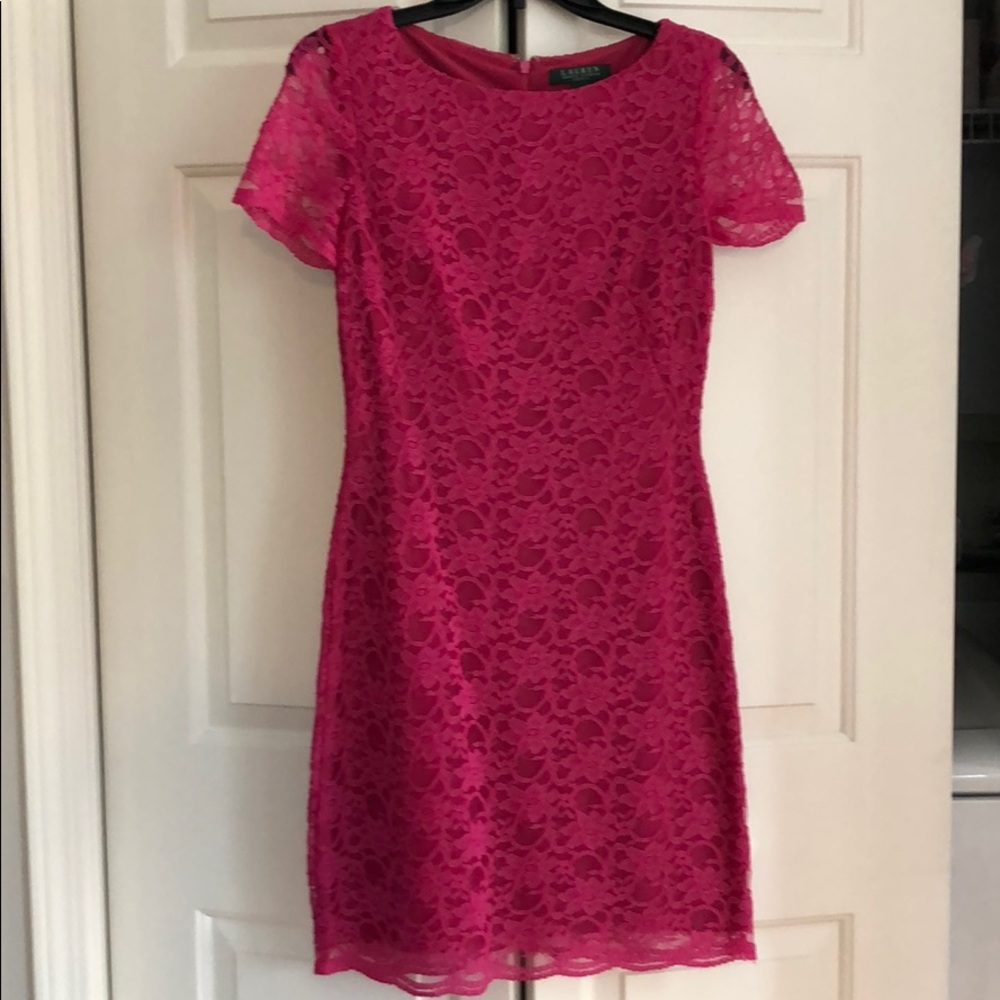 Ralph Lauren hot pink lace dress